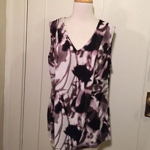 Daisy Fuentes dark purple white patterned top